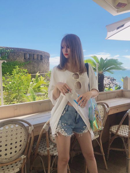 画像7: 斜め切り替えTシャツ (7)