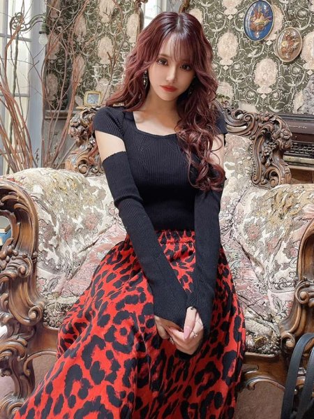 画像7: 【即日発送】レオパード裾フレアロングスカート (7)