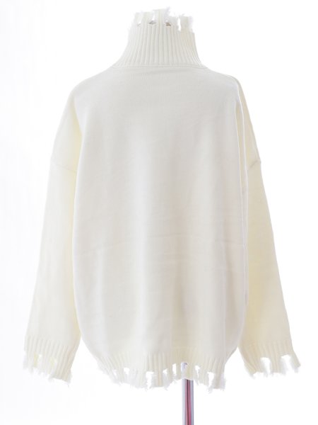 画像12: ハイネックダメージニットトップス (12)