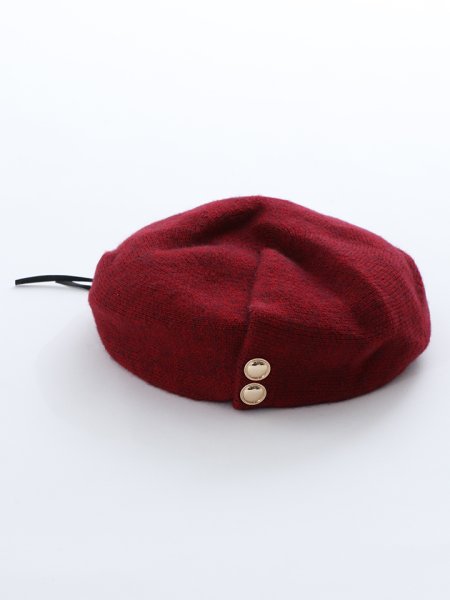 画像18: ダブルボタンニットベレー帽 (18)