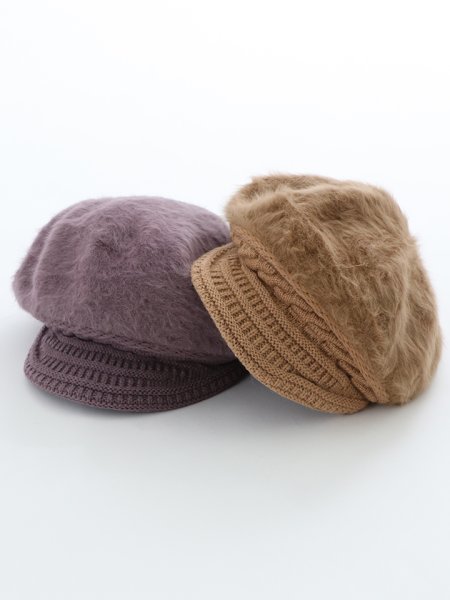 画像16: フェイクファーケーブルニットキャスケット (16)