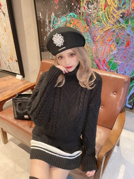 画像10: タートルネックショートケーブルニット (10)