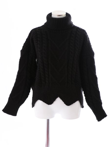 画像18: タートルネックショートケーブルニット (18)