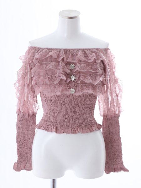 画像17: オフショルフリルギャザートップス (17)