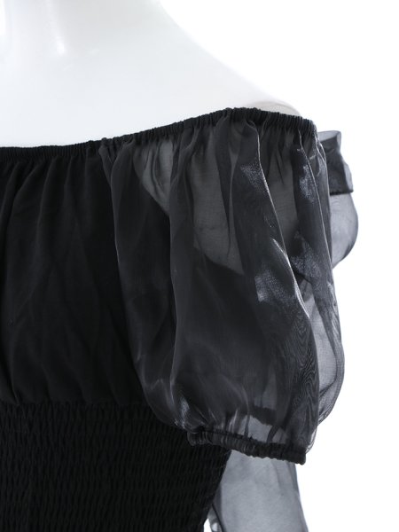 画像17: シフォンバックリボンオフショルギャザートップス (17)