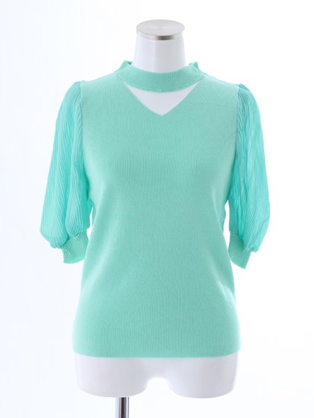 画像16: デコルテカットプリーツスリーブトップス (16)