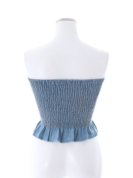 画像16: デニムヘムフリルチューブトップ (16)