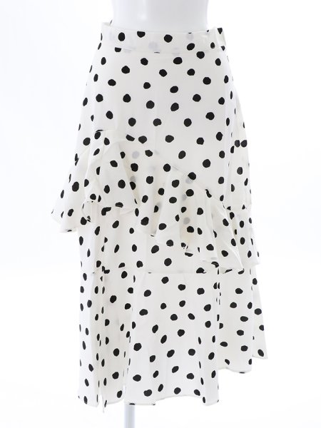 画像18: スリットフリルシフォンドットスカート (18)