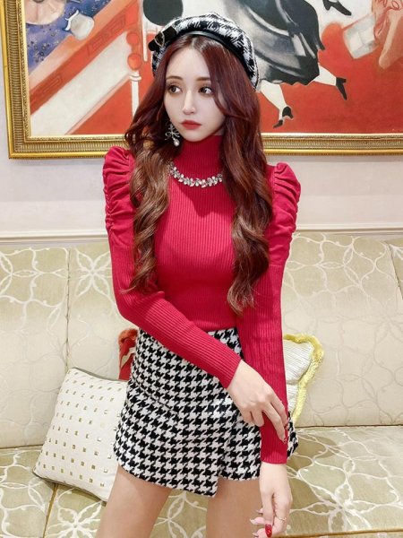 画像3: 千鳥柄ラップショートパンツ (3)