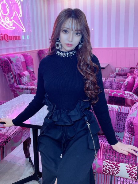 画像12: ネックビジューフリルニットトップス (12)