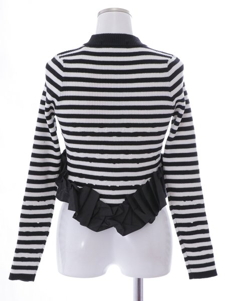 画像17: ネックビジューフリルニットトップス (17)