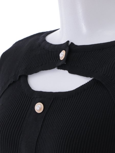 画像14: パールボタンリブニットワンピース (14)