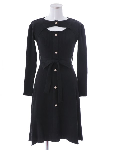 画像15: パールボタンリブニットワンピース (15)