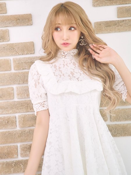 画像3: 【姉ageha9月号掲載】【値下げ!!】フラワーレースフレアショートスリーブミニワンピース (3)