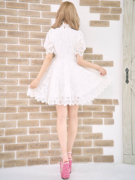 画像4: 【姉ageha9月号掲載】【値下げ!!】フラワーレースフレアショートスリーブミニワンピース (4)