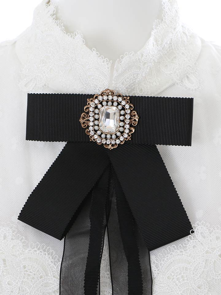 レースリボンブローチブラウス Riina Couture