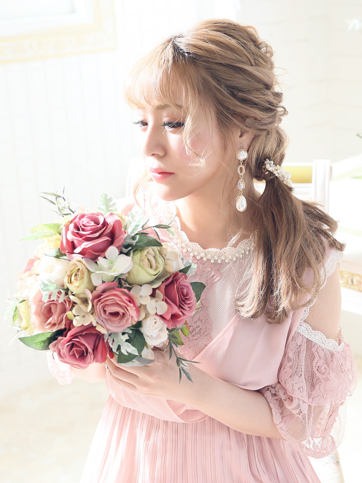 Autumnsale 値下げ レーススリーブシフォンプリーツワンピース Riina Couture