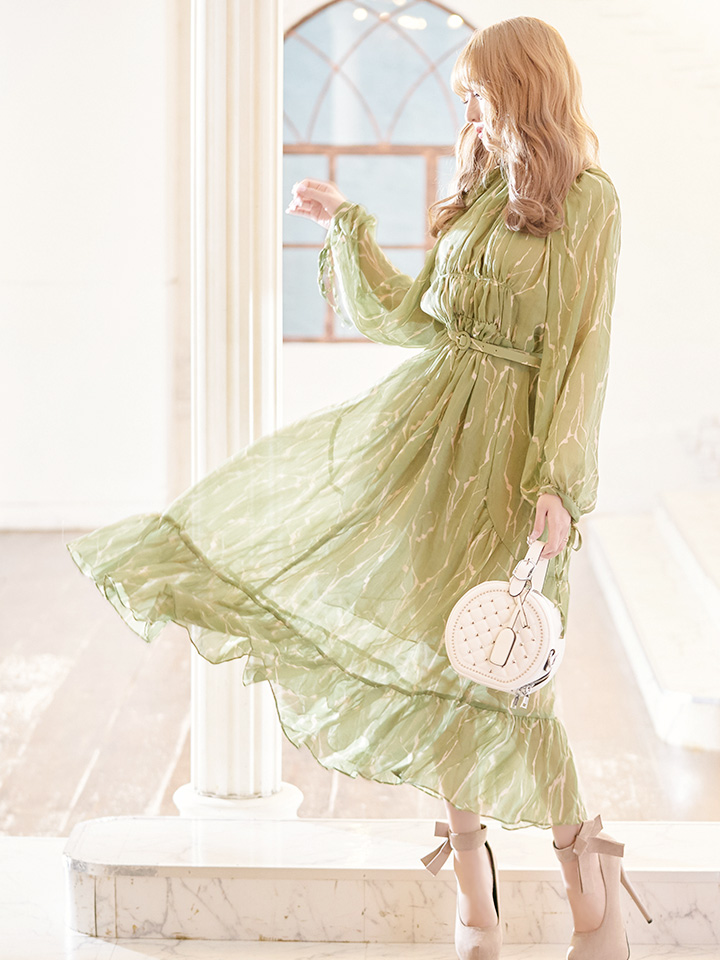 ハイネックシフォンワンピース Riina Couture