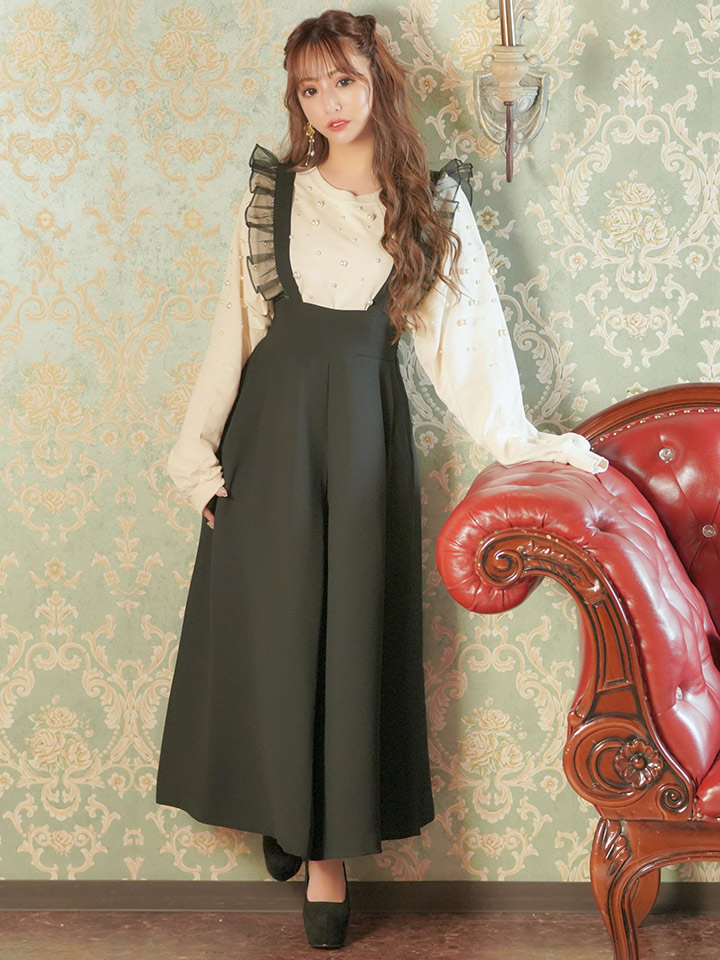 フリルサスペンダーワイドパンツ Riina Couture